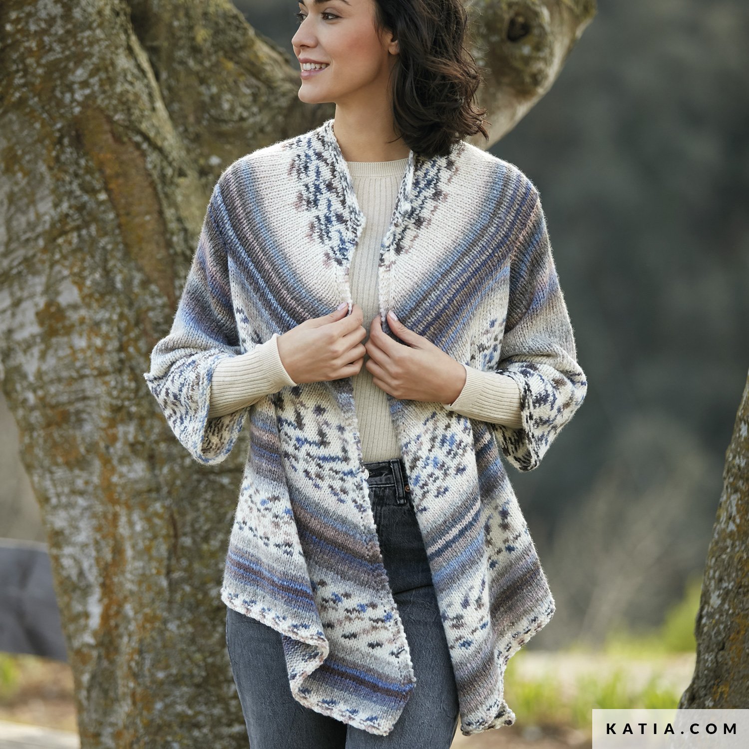 Poncho-jacket in Melody Jacquard Print