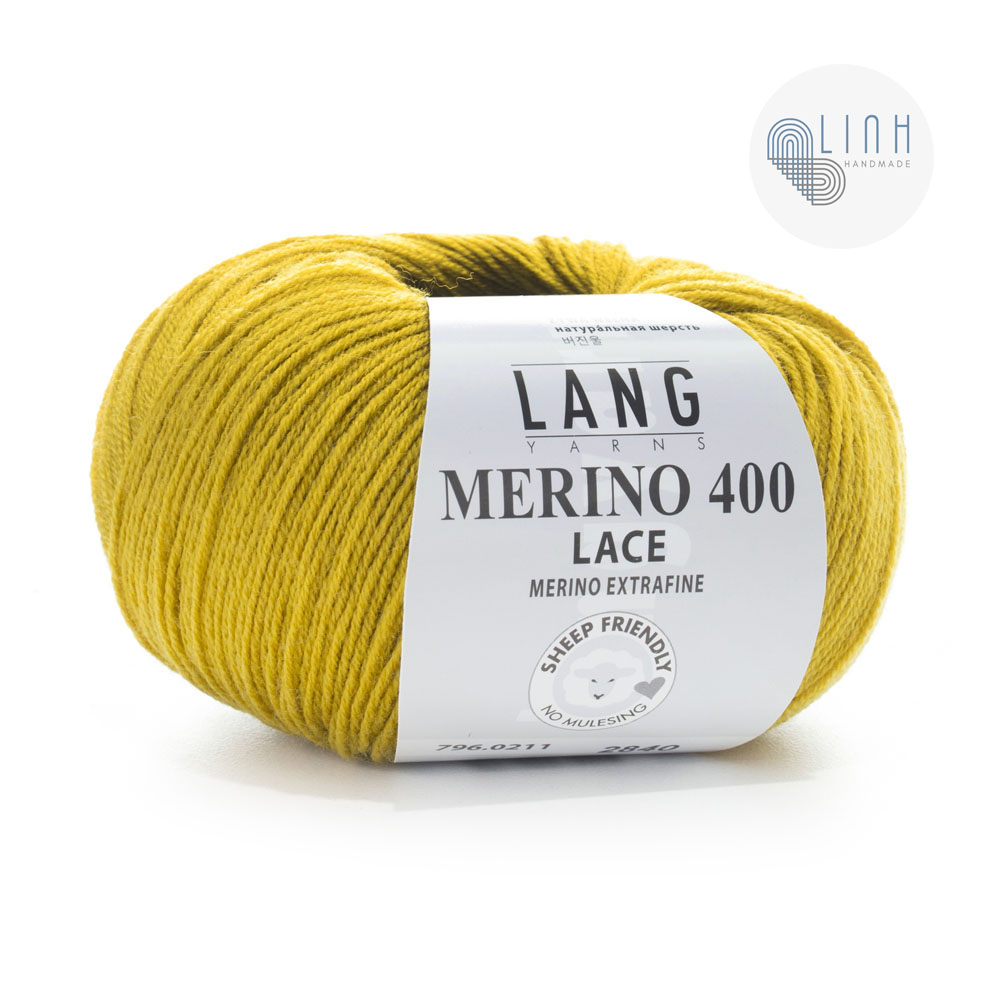 Cuộn len sợi lông cừu Yarn Wool Lang Merino Lace 400