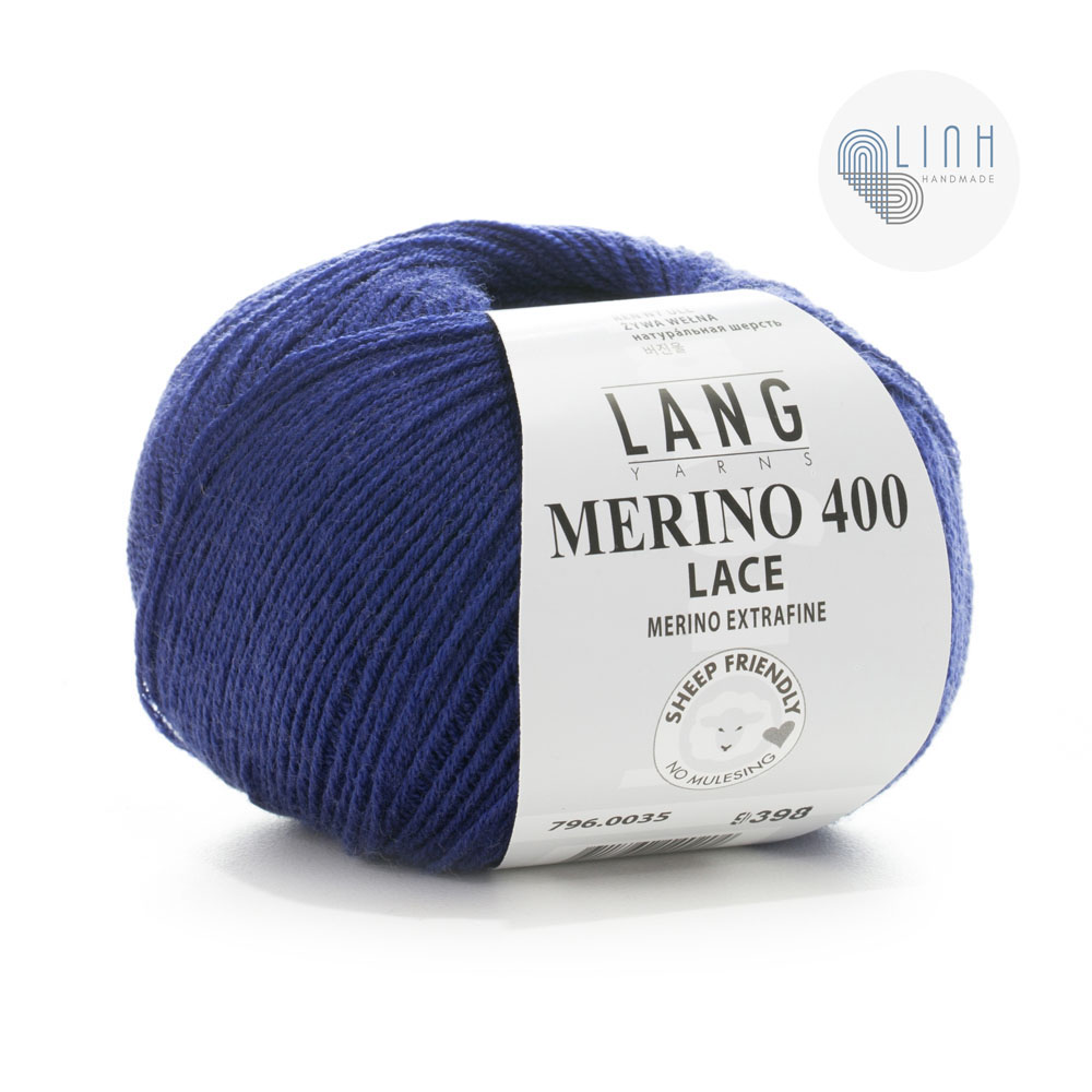 Cuộn len sợi lông cừu Yarn Wool Lang Merino Lace 400