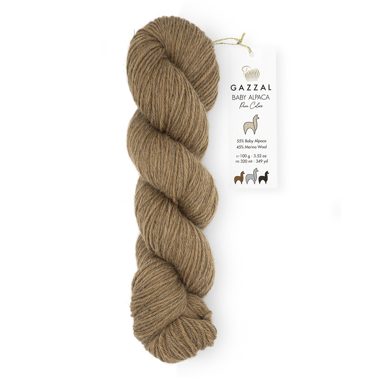 Cuộn len sợi lông cừu Merino pha lạc đà Alpaca màu tự nhiên không nhuộm Gazzal Baby Alpaca Pure Color