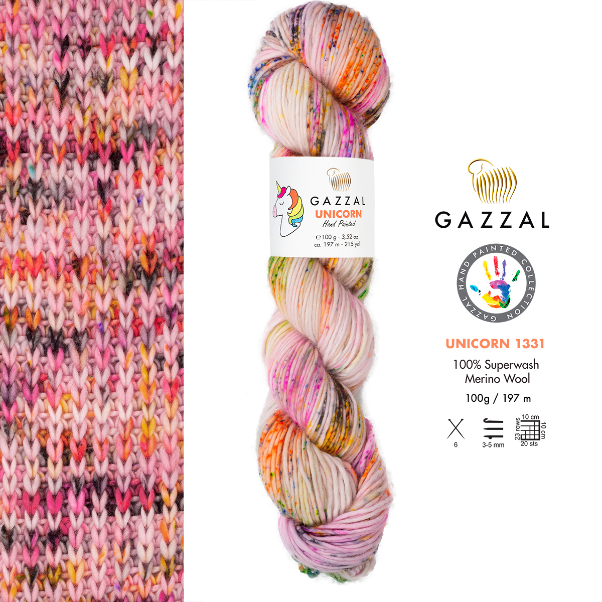 https://www.linhhandmade.com/Cuộn len sợi lông cừu loang nhiều màu cầu vòng Gazzal Unicorn Yarn Wools Superwash Merino