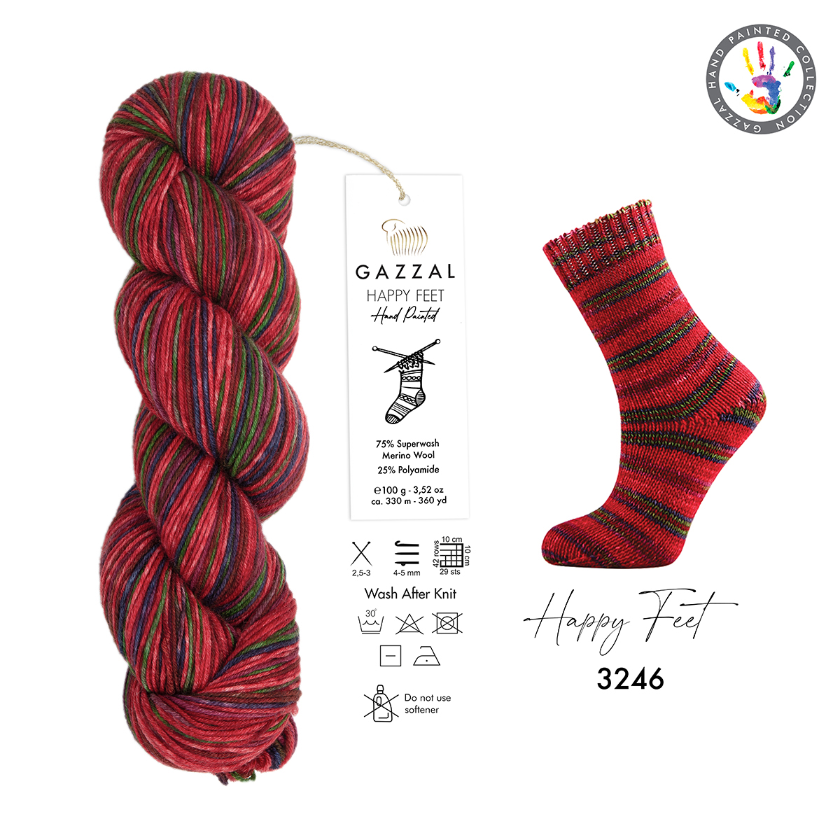 https://www.linhhandmade.com/Cuộn len sợi loang nhiều màu bảy sắc cầu vòng Gazzal Happy Feet Yarn Wool Merino