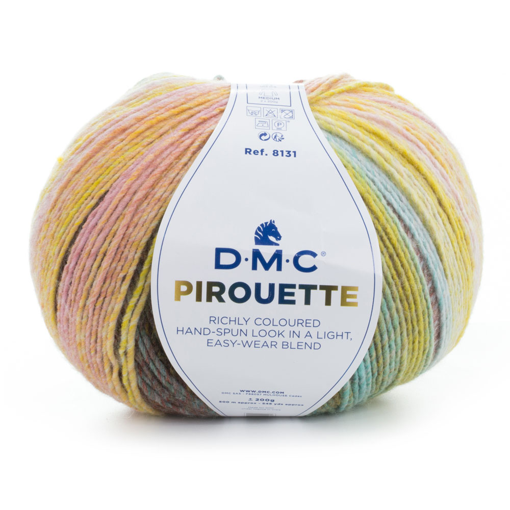 Cuộn len sợi đan tay loang nhiều màu AC , Acrylic DMC Pirouette 200gr Art 8131