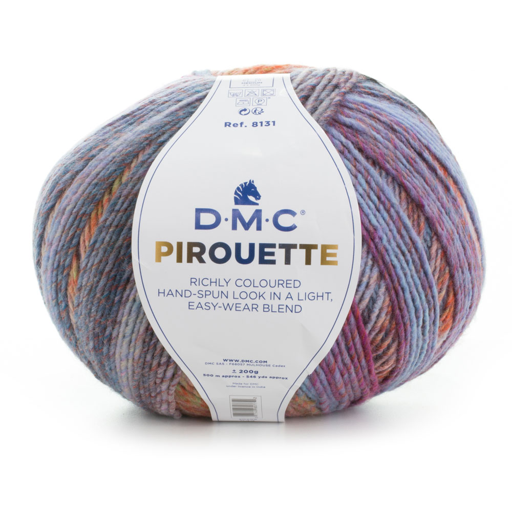 Cuộn len sợi đan tay loang nhiều màu AC , Acrylic DMC Pirouette 200gr Art 8131