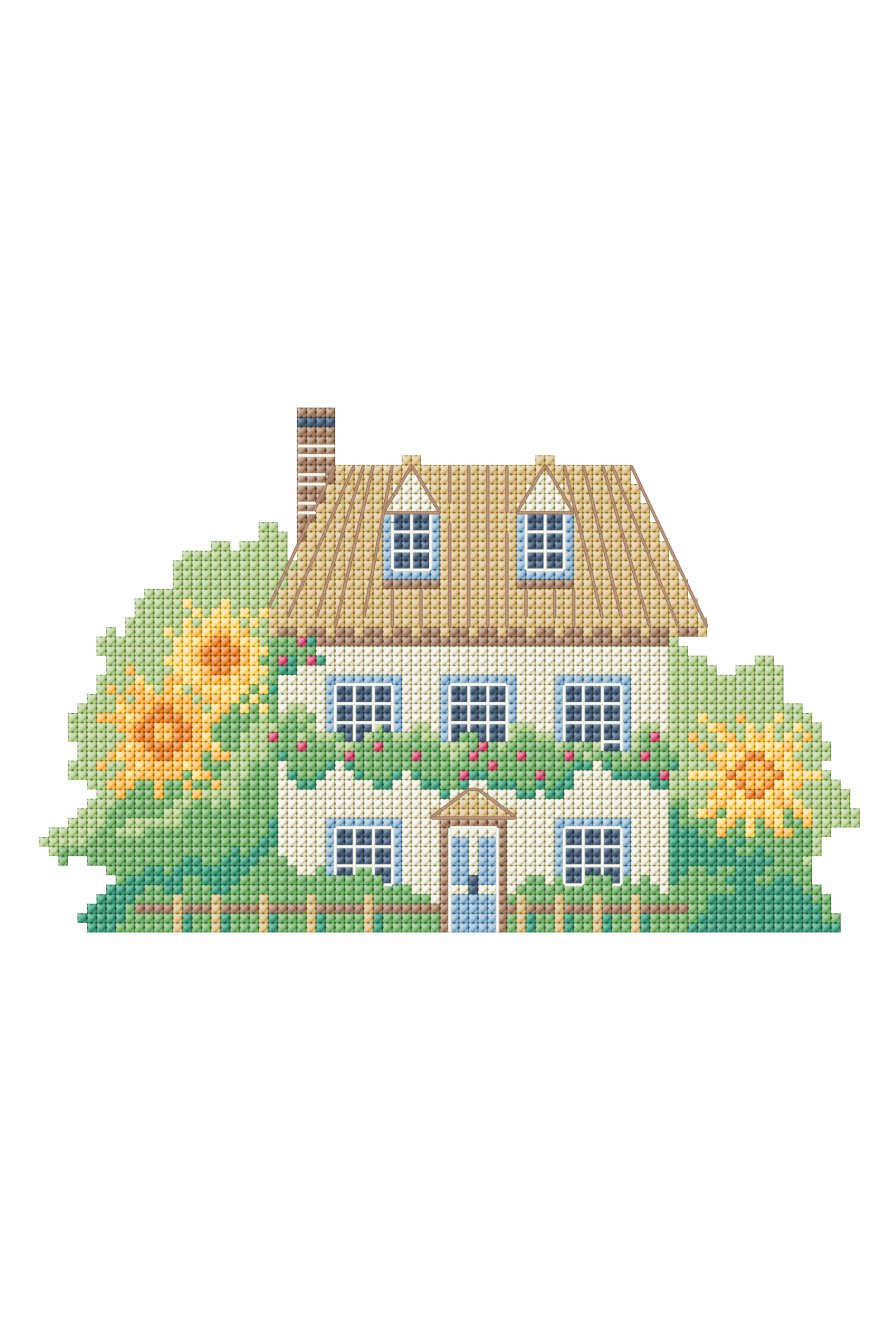 Mẫu Hướng Dẫn Thêu chữ thập Cross Stitch Pattern COTTAGE HOUSE